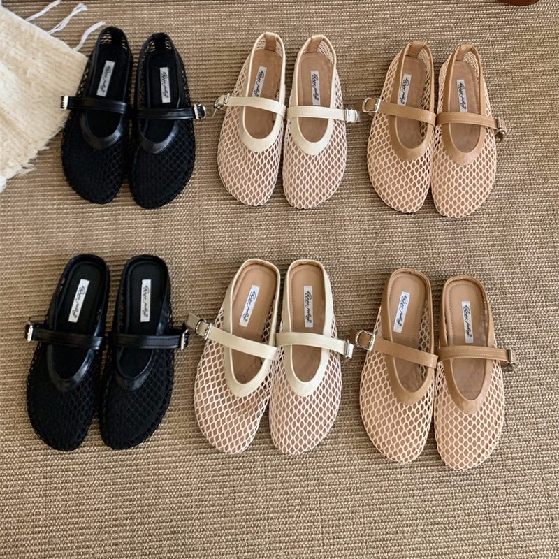 Flat French Mesh Breathable Mary Jane Shoes Women'S Shoes Retro Gentle Late Evening Shoes - Image 2